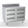 HorecaTraders Table de travail en acier inoxydable avec dosseret | 6 tiroirs | 100 x 70 x 85 cm HorecaTraders Table de travail en acier inoxydable avec dosseret | 6 tiroirs | 100 x 70 x 85 cm