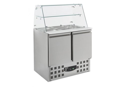 Ecofrost Saladette avec vitrine en verre | acier inoxydable | 2 portes 