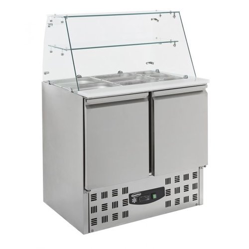  Ecofrost Saladette avec vitrine en verre | acier inoxydable | 2 portes 