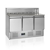 HorecaTraders Comptoir à pizzas | acier inoxydable | 3 portes | 130x52x50cm