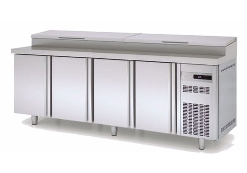  Coreco Établi réfrigéré en acier inoxydable | 4 portes | 224,5x70x104,3 cm 