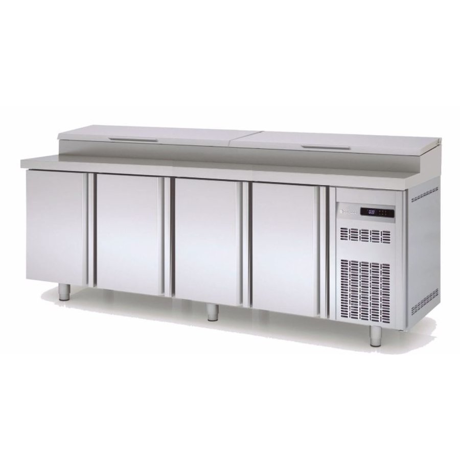 Edelstahl-Kühlwerkbank | 4 Türen | 224,5x70x104,3 cm