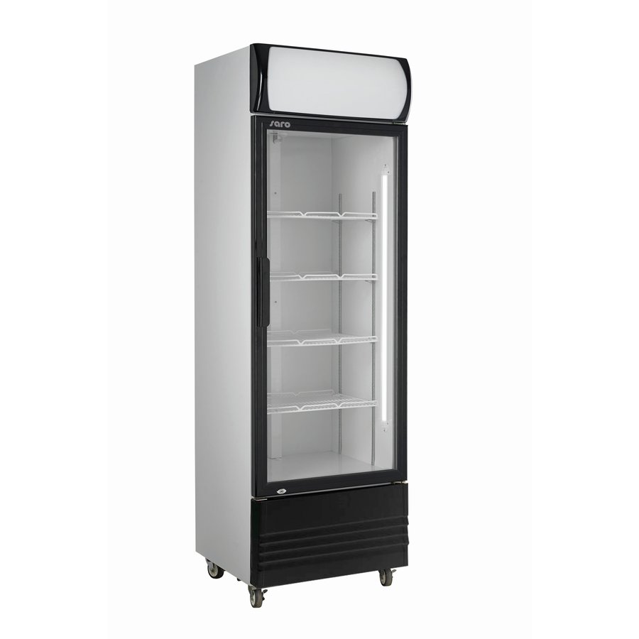 Forced action bottle cooler with self-closing glass door | White sheet steel