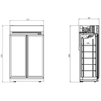 Koelkast | 2 Glasdeuren | 1000L