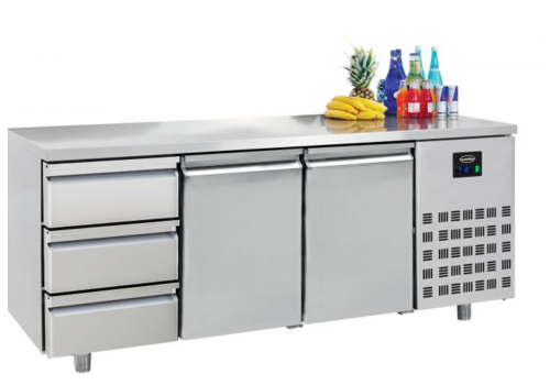  Combisteel Établi réfrigéré en acier inoxydable | 2 portes | 3 tiroirs | 1865 x 700 x 850 mm 