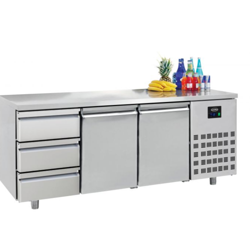  Combisteel Établi réfrigéré en acier inoxydable | 2 portes | 3 tiroirs | 1865 x 700 x 850 mm 