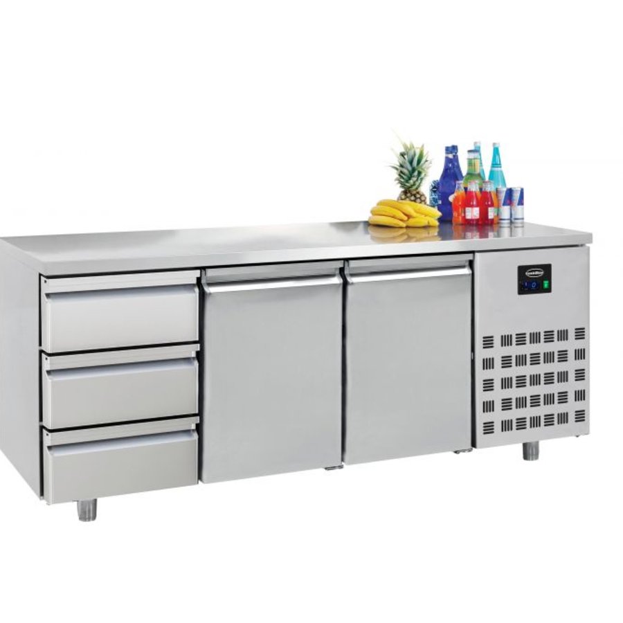 Stainless steel cooling workbench | 2 doors | 3 drawers | 1865 x700 x850mm