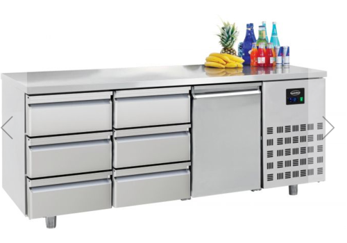  Combisteel Établi réfrigéré en acier inoxydable | 1 porte | 6 tiroirs | 1865x700x850 