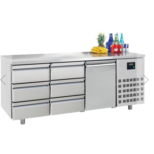  Combisteel Stainless steel refrigerated workbench | 1 door | 6 drawers | 1865x700x850 
