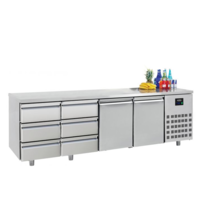 Stainless steel cooling workbench | 2 doors | 6 drawers | 2330x700x850 mm