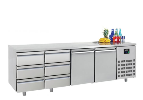  Combisteel Établi réfrigéré en acier inoxydable | 2 portes | 6 tiroirs | 2330x700x850 mm 
