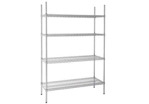  HorecaTraders Support de stock | Zinc galvanisé | 4 étagères | 183x122x46cm 