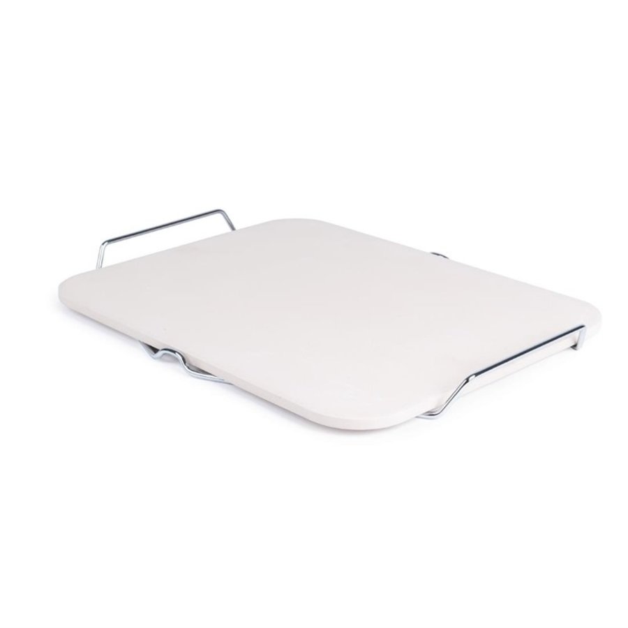 Pizza stone | Rectangular | Includes metal holder