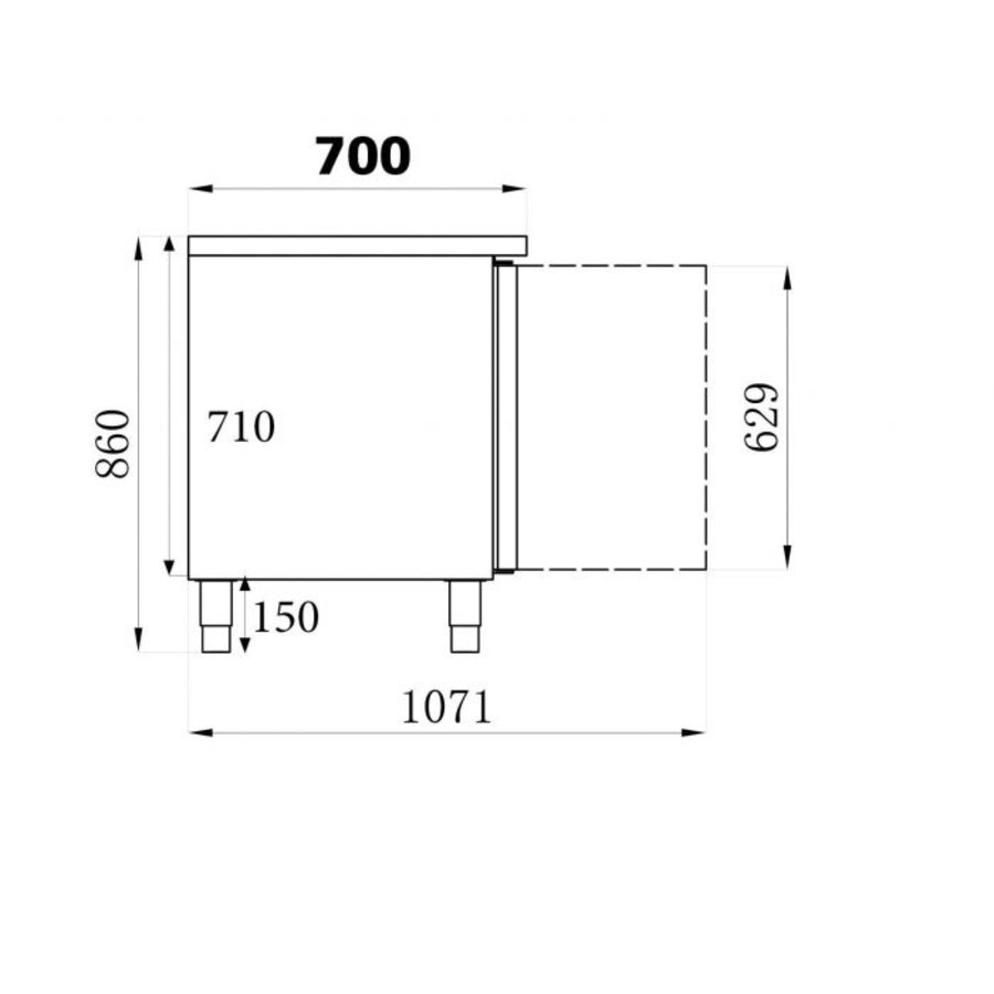 Koelwerkbank | 4 deuren | 166,5x58x56(h) cm