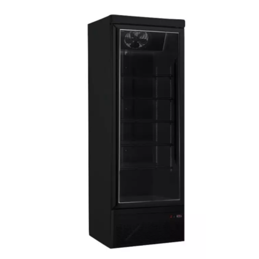 Refrigerator with glass door | 1 / +10 °C | black | 75 x 71 x 200.3 cm