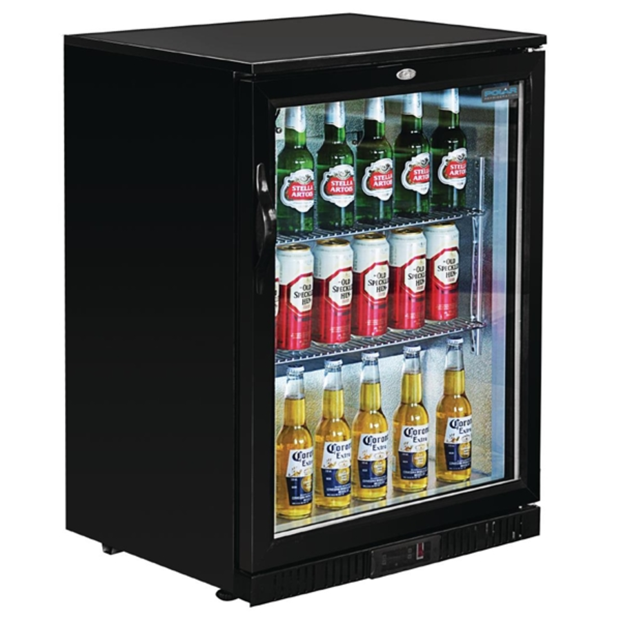 Glacière de bar série G avec porte à charnières, noire - 138 litres - 900 x 600 x 520 mm