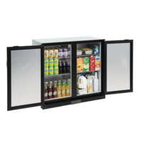 Bar réfrigéré à 2 portes | portes pliantes aveugles | Noir | 208L | 90(h)x90x52 cm