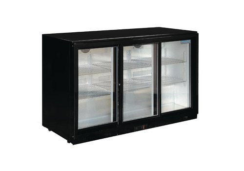  HorecaTraders Refroidissement de barres | 3 portes coulissantes | noir | 330L |90(h)x135x52cm 