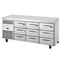 Refrigerated workbench | 9 drawers | 70x187x90(h) cm