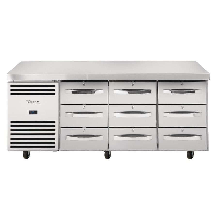 Refrigerated workbench | 9 drawers | 70x187x90(h) cm