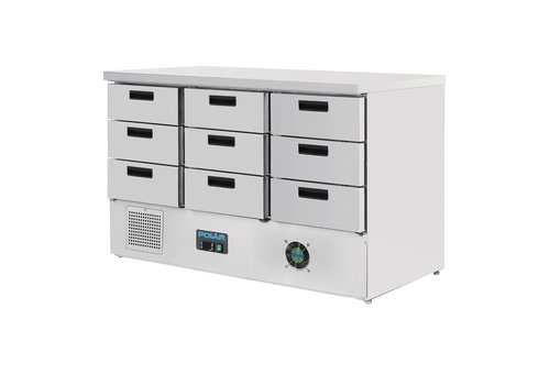  Polar Koelwerkbank | 9 lades | 368L | 70x 137x 88(h) cm 