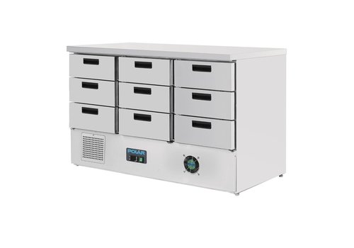  Polar Kühlwerkbank | 9 Schubladen | 368L | 70 x 137 x 88 (h) cm 