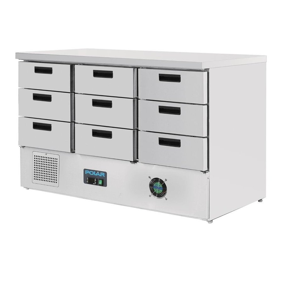 Refrigerated workbench | 9 drawers | 368L | 70x 137x 88cm