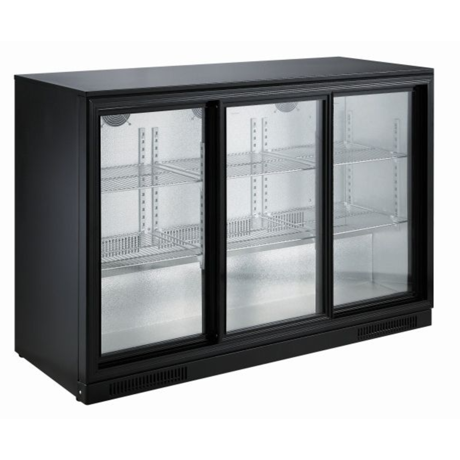 Refroidisseur de bar | Noir | 3 portes coulissantes | 133,5x50x90(h) cm