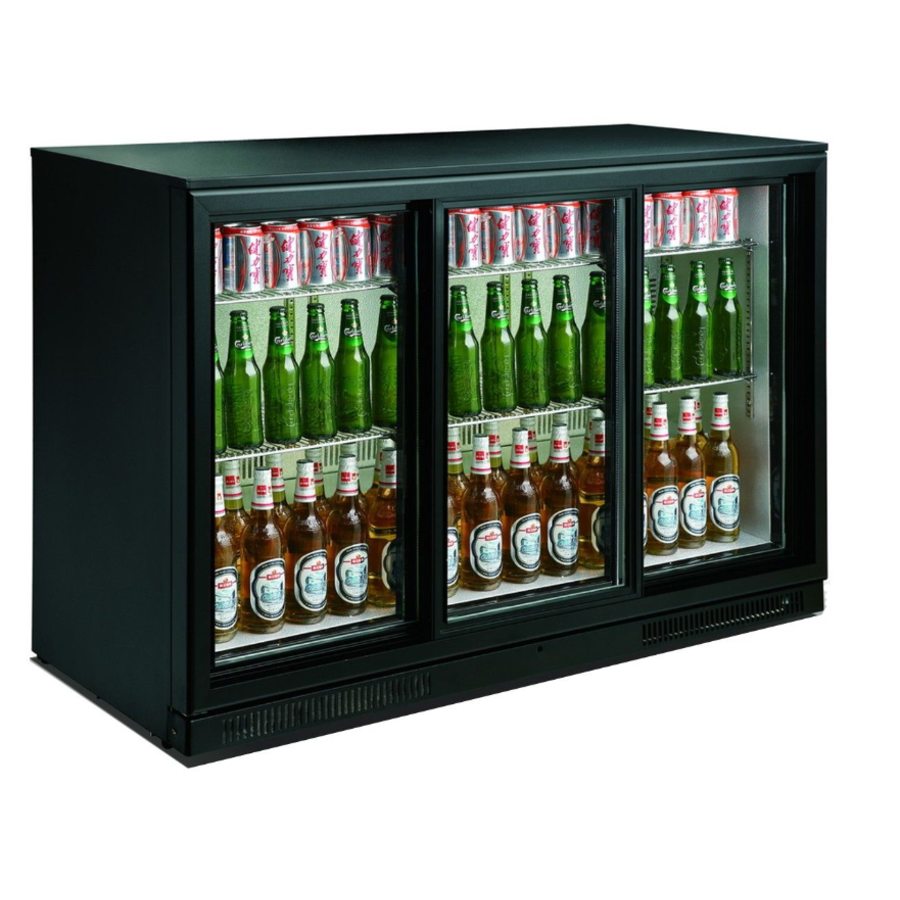 Bar cooler | Black | 3 sliding doors | 133.5x50x90(h) cm