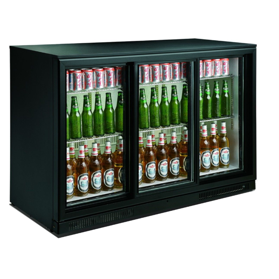 Refroidisseur de bar | Noir | 3 portes coulissantes | 133,5x50x90(h) cm