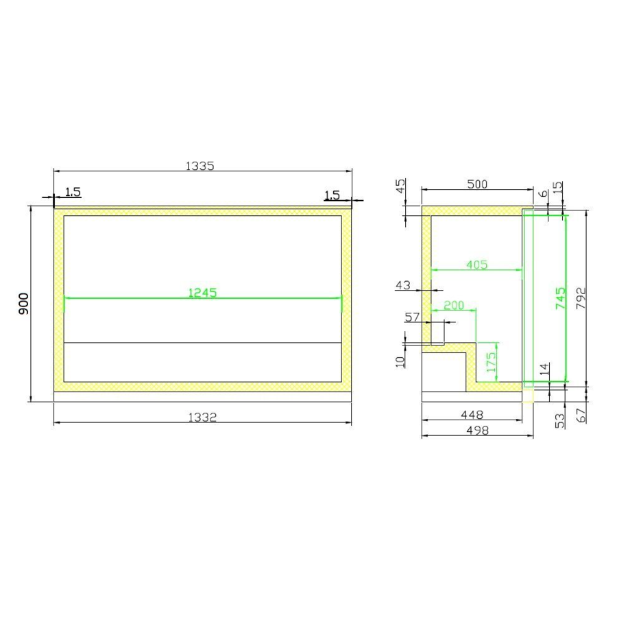 Bar cooler | Black | 3 sliding doors | 133.5x50x90(h) cm