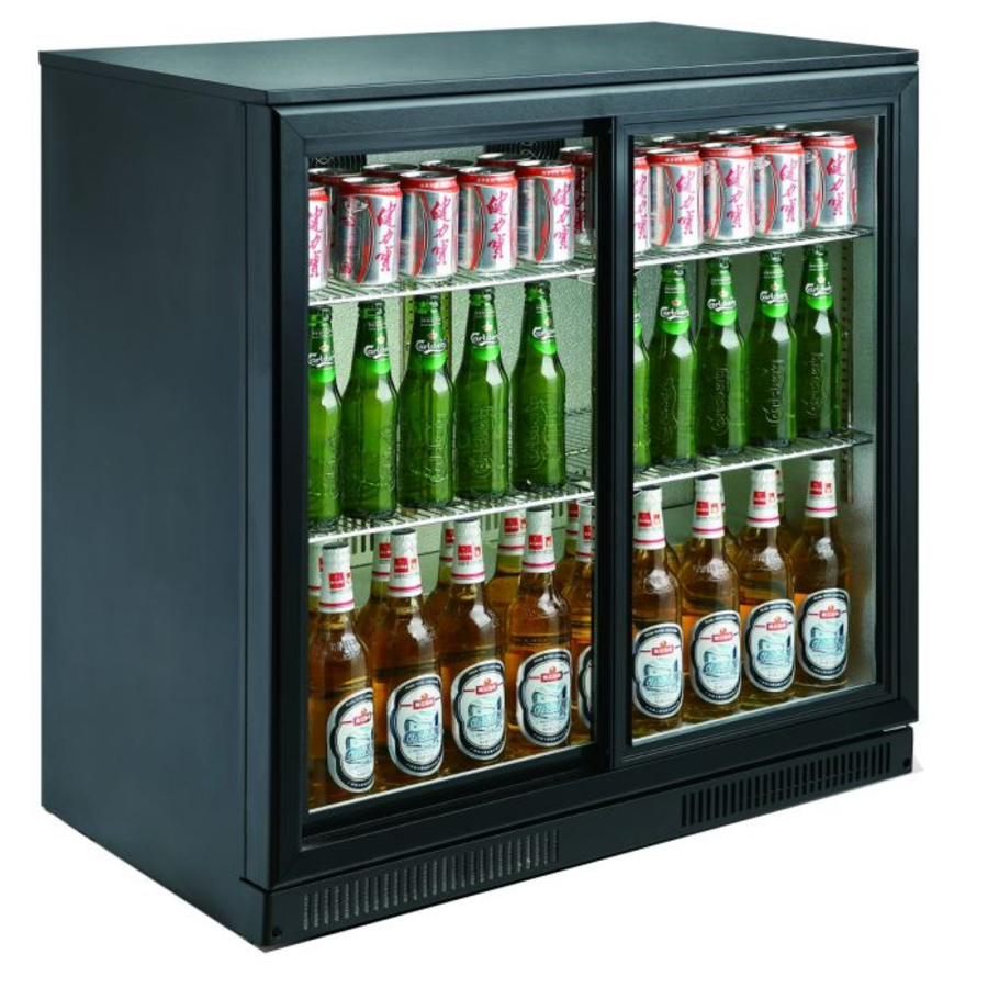 Bar cooler | Black | 2 sliding doors | 90x50x90(h) cm