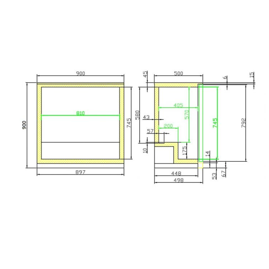 Bar cooler | Black | 2 sliding doors | 90x50x90(h) cm