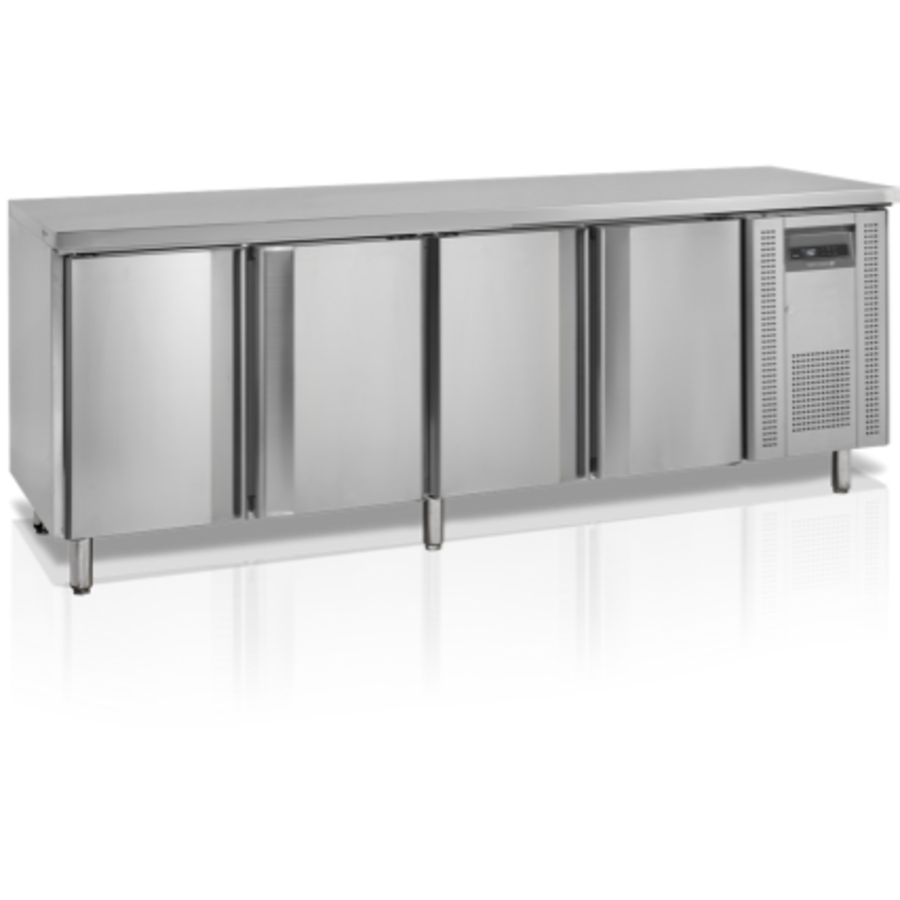 Établi réfrigéré en acier inoxydable | 4 portes | 223x60x88(h)cm