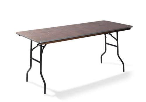  HorecaTraders Dinner Table Wood Straight | 183x76x76cm | Black-Wood 