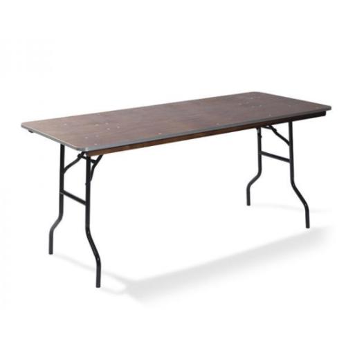  HorecaTraders Dinner Table Wood Straight | 183x76x76cm | Black-Wood 