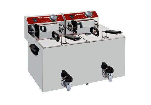  HorecaTraders Electric Deep Fryer 2x10 Liters with tap 9 kW 