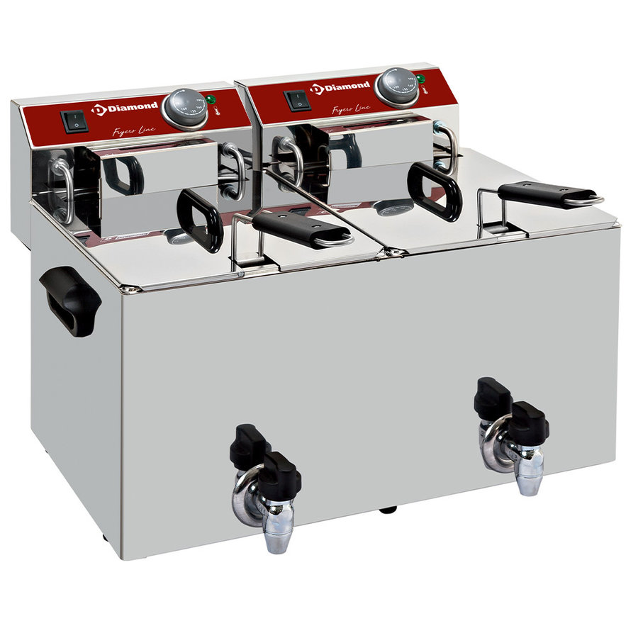 Electric Deep Fryer 2x10 Liters with tap 9 kW