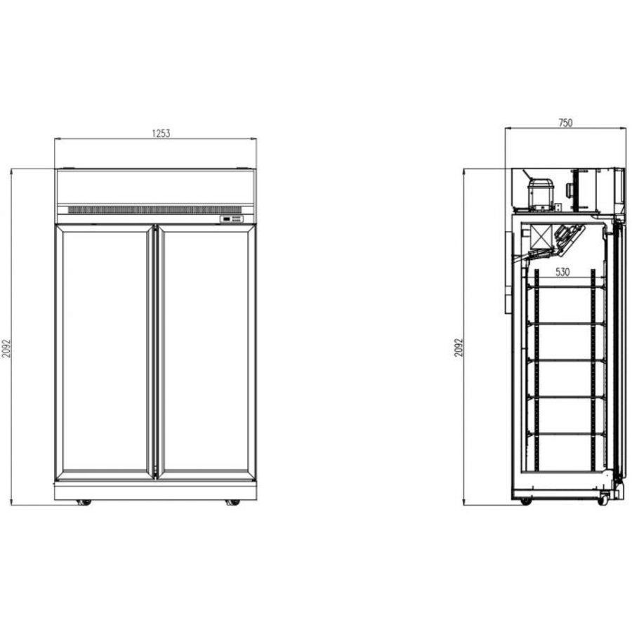Congélateur | 2 portes vitrées | 960L