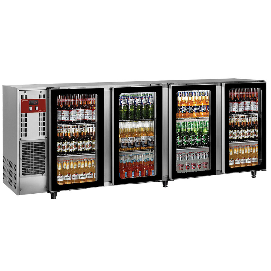 Refroidisseur de bouteilles en acier inoxydable avec 4 portes vitrées | 783 litres