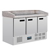 Polar Pizza workbench with granite worktop | 368L | 144.5(h) x 140(w) x 70(d)cm