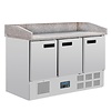 Polar Pizza workbench with granite worktop | 368L| 144.5(h) x 140(w) x 70(d)cm