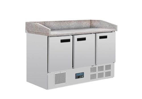  Polar Pizzawerkbank mit Granitarbeitsplatte | 368L | 144,5 (H) x 140 (B) x 70 (T) cm 