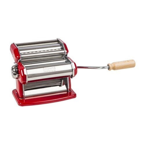  HorecaTraders Machine à pâtes en acier chromé | rouge | acier | 20,5 (h) x 18,5 (l) x 17,5 (p) cm 