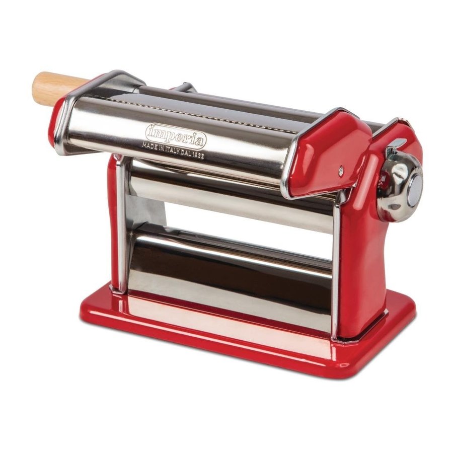 Chrome plated steel pasta machine | red | steel | 20.5(h) x 18.5(w) x 17.5(d)cm