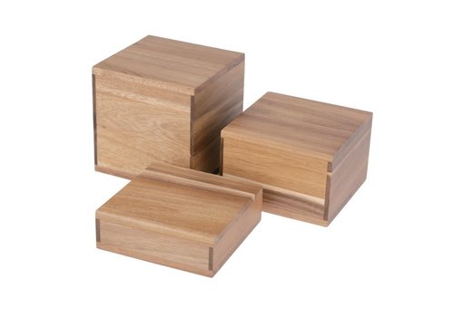  HorecaTraders acacia wood buffet raisers | set of 3 | 15(w) x 15(d)cm 