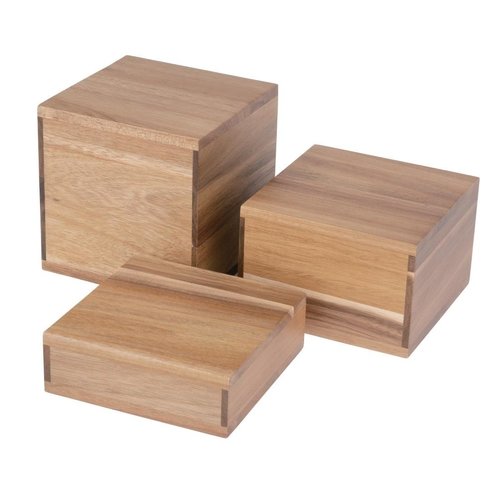  HorecaTraders acacia wood buffet raisers | set of 3 | 15(w) x 15(d)cm 