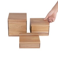 acacia wood buffet raisers | set of 3 | 15(w) x 15(d)cm