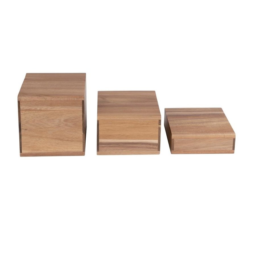 acacia wood buffet risers | set of 3 | 15(w) x 15(d)cm