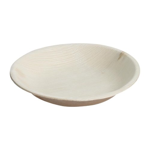  HorecaTraders assiettes profondes en feuilles de palmier biologiques | rond | 175 mm | 100 pièces | 3,5(h) x 17,5(Ø)cm 
